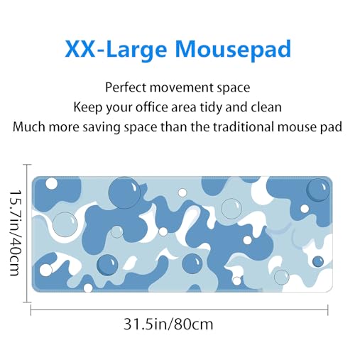 XXL-Mauspad, dick, wasserdicht, groß, cooles Gaming-Mauspad mit genähtem Rand, Anime-Cooles geometrisches gepunktetes Hunde-Mauspad, rutschfeste Unterseite, Maus-Tastaturmatte, 80 x 40 x 1 cm Bild 2