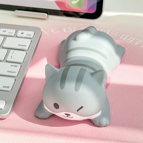 Handgelenkauflage für Maus, niedliche Katzenform, rutschfestes Kissen für Handgelenk, ergonomische Handgelenkstütze, weiches kleines Pad für Büro, Dekompression, Nachprallwerkzeug (grau) Bild 1