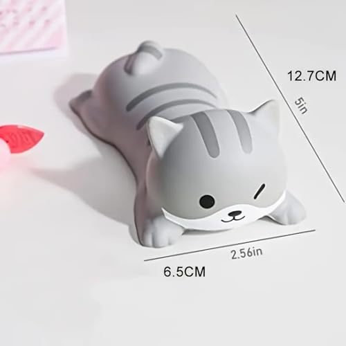 Handgelenkauflage für Maus, niedliche Katzenform, rutschfestes Kissen für Handgelenk, ergonomische Handgelenkstütze, weiches kleines Pad für Büro, Dekompression, Nachprallwerkzeug (grau) Bild 2