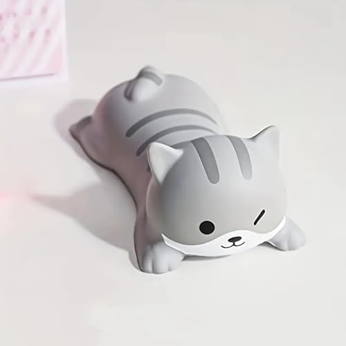 Handgelenkauflage für Maus, niedliche Katzenform, rutschfestes Kissen für Handgelenk, ergonomische Handgelenkstütze, weiches kleines Pad für Büro, Dekompression, Nachprallwerkzeug (grau) Bild 7