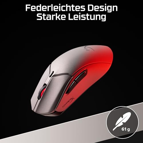 HyperX Pulsefire Haste 2 Pro – 4K Wireless-Gaming-Maus, Ultrapräzises Tracking, Optische HyperX Switches, 26.000 DPI, RGB, Leichtgewicht 61 g, Bis zu 90 Stunden Akkulaufzeit, USB-C, Bluetooth, Grau Bild 6