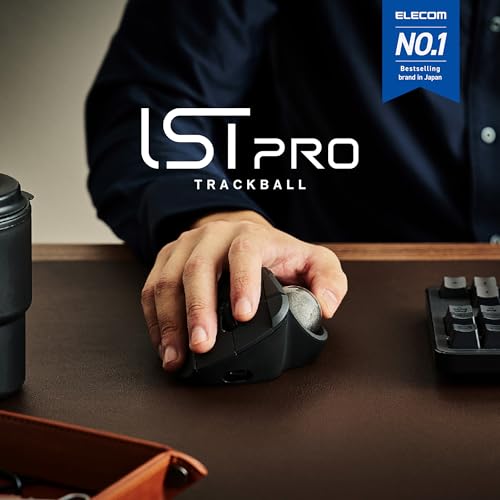 ELECOM IST PRO Trackball-Maus, 6-Geräteverbindung, 3-Wege-Konnektivität, Bluetooth 5.3, kabellos, 2,4 GHz, kabelgebunden, 12.000 DPI-Sensor, 36 mm ergonomisch, 10 benutzerdefinierte Tasten, leises Bild 2