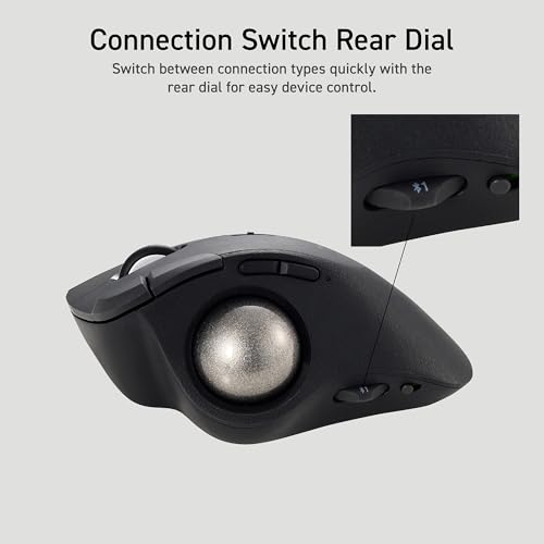 ELECOM IST PRO Trackball-Maus, 6-Geräteverbindung, 3-Wege-Konnektivität, Bluetooth 5.3, kabellos, 2,4 GHz, kabelgebunden, 12.000 DPI-Sensor, 36 mm ergonomisch, 10 benutzerdefinierte Tasten, leises Bild 5