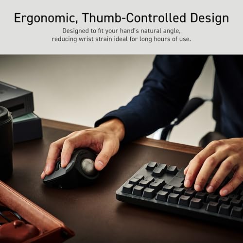 ELECOM IST PRO Trackball-Maus, 6-Geräteverbindung, 3-Wege-Konnektivität, Bluetooth 5.3, kabellos, 2,4 GHz, kabelgebunden, 12.000 DPI-Sensor, 36 mm ergonomisch, 10 benutzerdefinierte Tasten, leises Bild 7