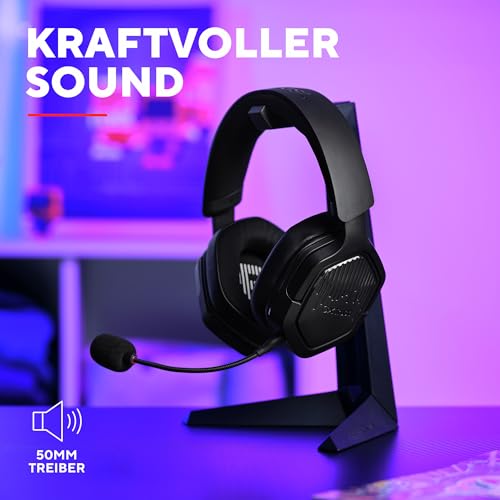 Trust GXT 1493 Ravox Gaming Headset Wireless Bluetooth + 2.4 GHz für PS5 PS4 Switch PC Xbox Mobile, 50mm Treiber, 70H Akkulaufzeit, Over-Ear Kopfhörer Kabellos Bluetooth mit Mikrofon, Schwarz Bild 5
