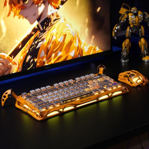 GravaStar Mercury K1 Pro Kabellose Mechanische Gaming Tastatur, 75% Layout aus Aluminium, Hot-Swap RGB Custom Keyboard mit Linearen Switches, Handgefertigte Battle-Worn Yellow Edition Bild 4
