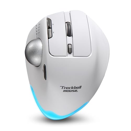 zelotes Trackball Maus Kabellos,Kabellose Bluetooth Maus,4800DPI,BT 5.0/3.0 + 2.4G,Daumenbedienung,Wiederaufladbar Ergonomische Funkmaus mit USB-Empfänger für Laptop,PC,Tablets,Weiß Bild 1