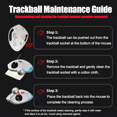 zelotes Trackball Maus Kabellos,Kabellose Bluetooth Maus,4800DPI,BT 5.0/3.0 + 2.4G,Daumenbedienung,Wiederaufladbar Ergonomische Funkmaus mit USB-Empfänger für Laptop,PC,Tablets,Weiß Bild 7