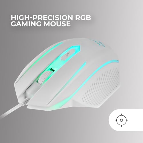 Mars Gaming MCP124PRO, Französisch, Gaming-Combo 4in1, RGB H-Mech-Tastatur mit Handballenauflage, RGB-Maus 3200DPI HUANO-Schalter, FRGB-Headset, Nanotextil-Mauspad 36x26cm, Multiplattform, Weiß Bild 3