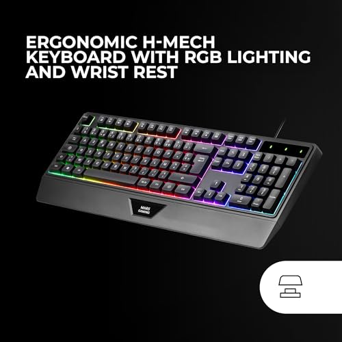 Mars Gaming MCP124PRO, Portugiesisch, Gaming-Combo 4in1, RGB H-Mech-Tastatur mit Handballenauflage, RGB-Maus 3200DPI HUANO-Schalter, FRGB-Headset, Nanotextil-Mauspad 36x26cm, Multiplattform, Schwarz Bild 2