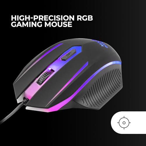 Mars Gaming MCP124PRO, Portugiesisch, Gaming-Combo 4in1, RGB H-Mech-Tastatur mit Handballenauflage, RGB-Maus 3200DPI HUANO-Schalter, FRGB-Headset, Nanotextil-Mauspad 36x26cm, Multiplattform, Schwarz Bild 3