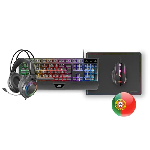 Mars Gaming MCP124PRO, Portugiesisch, Gaming-Combo 4in1, RGB H-Mech-Tastatur mit Handballenauflage, RGB-Maus 3200DPI HUANO-Schalter, FRGB-Headset, Nanotextil-Mauspad 36x26cm, Multiplattform, Schwarz Bild 6