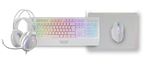 Mars Gaming MCP124PRO, Spanisch, Gaming-Combo 4in1, RGB H-Mech-Tastatur mit Handballenauflage, RGB-Maus 3200DPI HUANO-Schalter, FRGB-Headset, Nanotextil-Mauspad 36x26cm, Multiplattform, Weiß Bild 6
