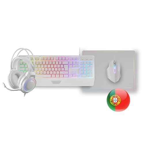 Mars Gaming MCP124PRO, Portugiesisch, Gaming-Combo 4in1, RGB H-Mech-Tastatur mit Handballenauflage, RGB-Maus 3200DPI HUANO-Schalter, FRGB-Headset, Nanotextil-Mauspad 36x26cm, Multiplattform, Weiß Bild 6