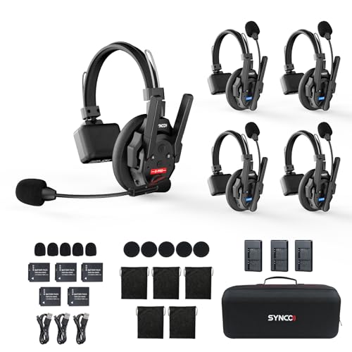 Moman Wireless Intercom Headset, XTALK XPRO5 2.4GHz 24H 500M Vollduplex Kabelloses Kommunikationssystem für Film Produktion(5 PCS) Bild 1