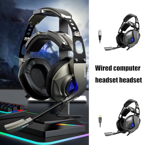 USB-Gaming-Headsets mit Mikrofon mit Farblicht, verstellbare Over-Ear-Kopfhörer mit Soundsteuerung Bild 2