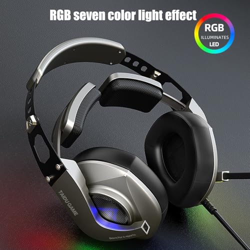 USB-Gaming-Headsets mit Mikrofon mit Farblicht, verstellbare Over-Ear-Kopfhörer mit Soundsteuerung Bild 3