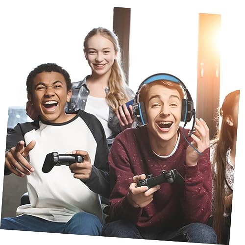 POPETPOP Gaming-Headset und leuchtende Gaming-Kopfhörer, Computerkopfhalterung, Headset mit LED-Licht, bequeme Ohrpolster für PC-Gamer, Schwarz, Blau Bild 4