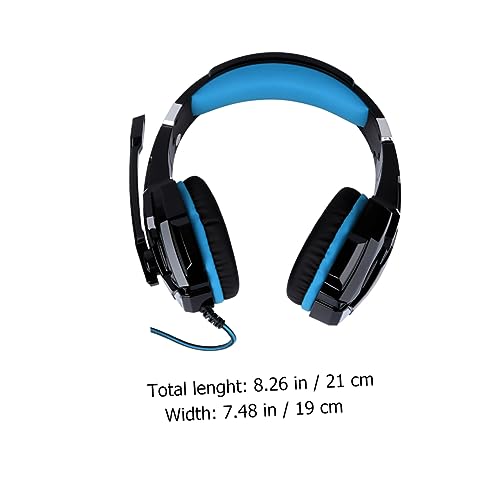 POPETPOP Gaming-Headset und leuchtende Gaming-Kopfhörer, Computerkopfhalterung, Headset mit LED-Licht, bequeme Ohrpolster für PC-Gamer, Schwarz, Blau Bild 7