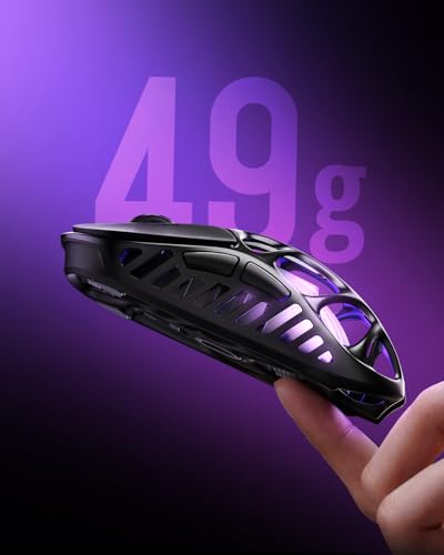 GravaStar Mercury X Pro 49 g Kabellose Gaming-Maus, 32.000 DPI PAW 3950 Sensor, 8.000 Hz Polling-Rate, Magnesiumlegierung, hohles Design, RGB-Beleuchtung, 5 programmierbare Tasten (Modern, Schwarz-8K) Bild 5