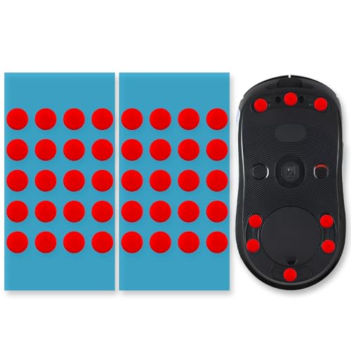 40 Stück Mouse Skates Set für Logitech G PRO Wireless, Ultra-Schnelle Mausfüße für Logitech G PRO Wireless, Mouse Dot Skate Set, Abgerundete Kanten,Perfekte Gleiteigenschaften für Gaming, Büro, Rot Bild 1