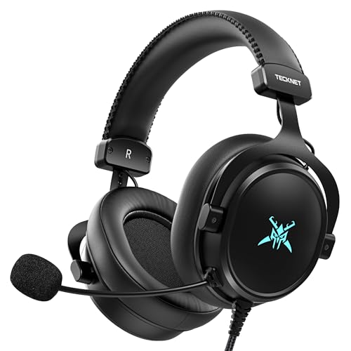 TECKNET Xbox Headset, Gaming Headset mit Mikrofon für Xbox Series X|S, Xbox One, PS5, PS4, PC, Switch, Gaming Kopfhörer mit Kabel und 3,5mm Klinke, Stereo Sound, Noise Cancelling, LED, Over-Ear Design Bild 1