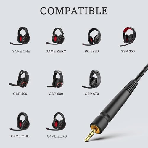 Zosvoses GSP 500 Ersatzkabel kompatibel mit SENNHEISER Game ONE, Game Zero, PC 373D, GSP 350, GSP 500, GSP 600, GSP 670, G4ME ONE, G4ME Zero Gaming Headset, 2,0 m Bild 2