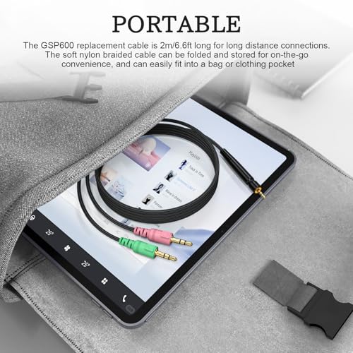 Zosvoses GSP 500 Ersatzkabel kompatibel mit SENNHEISER Game ONE, Game Zero, PC 373D, GSP 350, GSP 500, GSP 600, GSP 670, G4ME ONE, G4ME Zero Gaming Headset, 2,0 m Bild 6
