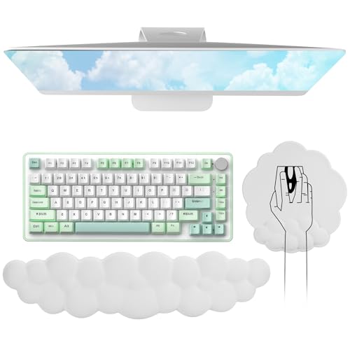 Handgelenkauflage für Tastatur & Maus, Ergonomische Memory-Schaum Handballenauflage mit Rutschfester Basis, Mousepad mit Handauflage, Atmungsaktiv Cloud Wrist Rest für Büro, Homeoffice, Gaming Bild 1