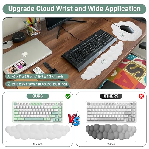 Handgelenkauflage für Tastatur & Maus, Ergonomische Memory-Schaum Handballenauflage mit Rutschfester Basis, Mousepad mit Handauflage, Atmungsaktiv Cloud Wrist Rest für Büro, Homeoffice, Gaming Bild 3