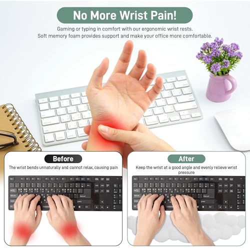 Handgelenkauflage für Tastatur & Maus, Ergonomische Memory-Schaum Handballenauflage mit Rutschfester Basis, Mousepad mit Handauflage, Atmungsaktiv Cloud Wrist Rest für Büro, Homeoffice, Gaming Bild 4