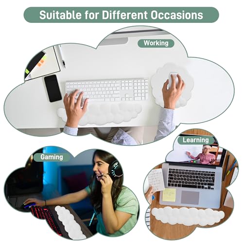 Handgelenkauflage für Tastatur & Maus, Ergonomische Memory-Schaum Handballenauflage mit Rutschfester Basis, Mousepad mit Handauflage, Atmungsaktiv Cloud Wrist Rest für Büro, Homeoffice, Gaming Bild 7