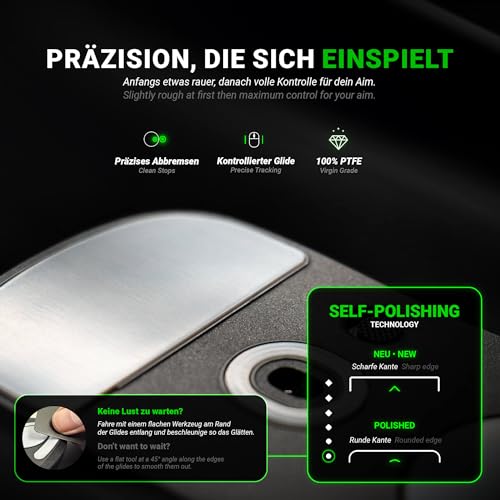 SensoryBoost FPS Glides (2er Set) kompatibel mit Roccat Kone XP, Pro - Ultra Präzise, Mehr Kontrolle, Selbstpolierend - PTFE - Ersatz-Mausfüße, Skates - Gaming Maus Upgrade Zubehör Bild 2