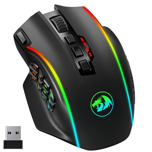 Redragon Wireless Gaming Maus RGB, 16000 DPI, Optische 2.4G/USB-C MMO Maus mit 16 Programmierbaren Tasten, 12 Seitentasten, 45 Std. Ergonomische Maus Kabellose für PC/Mac Gamer Bild 1