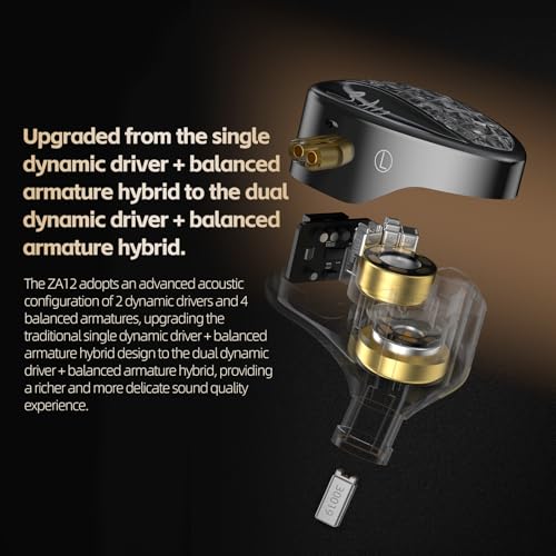 KINBOOFI KZ ZA12 In-Ear-Kopfhörer, 2DD und 4BA Hybrid-In-Ear-Monitore, 4-stufiger Tuning-Schalter, IEM-Kopfhörer, leistungsstarker bassbetriebener Sound, geräuschisolierende kabelgebundene Kopfhörer Bild 4