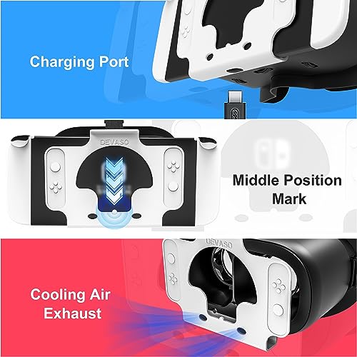 VR-Headset für Nintendo Switch OLED & Switch - Verstellbare HD-Linsen & Kopfband, Bequeme 3D-Brille für Zelda, Mario Odyssey, Smash Bros VR-Gaming (Schwarz) Bild 3