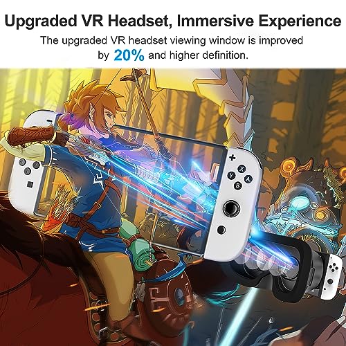 VR-Headset für Nintendo Switch OLED & Switch - Verstellbare HD-Linsen & Kopfband, Bequeme 3D-Brille für Zelda, Mario Odyssey, Smash Bros VR-Gaming (Schwarz) Bild 6