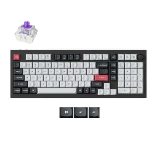 Keychron Q5 HE Wireless Custom Mechanical Tastatur, ANSI 96% Layout QMK/VIA Programmierbares Vollaluminium Bluetooth/Wired RGB Hot-Swapable Hall Effect Gateron Magn (Schwarz) Bild 1