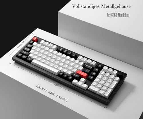 Keychron Q5 HE Wireless Custom Mechanical Tastatur, ANSI 96% Layout QMK/VIA Programmierbares Vollaluminium Bluetooth/Wired RGB Hot-Swapable Hall Effect Gateron Magn (Schwarz) Bild 2