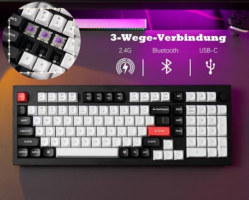 Keychron Q5 HE Wireless Custom Mechanical Tastatur, ANSI 96% Layout QMK/VIA Programmierbares Vollaluminium Bluetooth/Wired RGB Hot-Swapable Hall Effect Gateron Magn (Schwarz) Bild 3