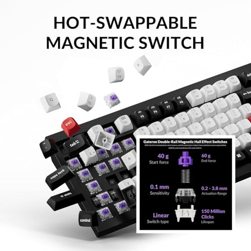 Keychron Q5 HE Wireless Custom Mechanical Tastatur, ANSI 96% Layout QMK/VIA Programmierbares Vollaluminium Bluetooth/Wired RGB Hot-Swapable Hall Effect Gateron Magn (Schwarz) Bild 5