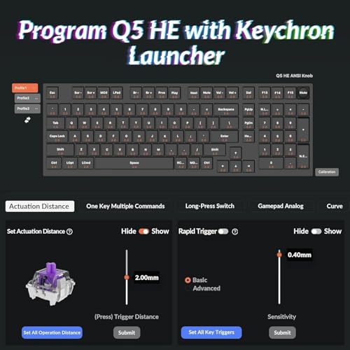 Keychron Q5 HE Wireless Custom Mechanical Tastatur, ANSI 96% Layout QMK/VIA Programmierbares Vollaluminium Bluetooth/Wired RGB Hot-Swapable Hall Effect Gateron Magn (Schwarz) Bild 6