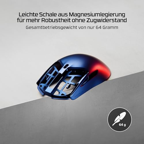 HyperX Pulsefire Haste 2 S Kabellose Gaming-Maus, Magnesiumgehäuse, Ultra-leicht, 64 g, Akku 120 h, Glass Skates, 26 K Sensor, Blau Bild 5