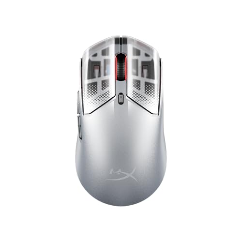 HyperX Pulsefire Haste 2 S Kabellose Gaming-Maus, Magnesiumgehäuse, Ultra-leicht, 64 g, Akku 120 h, Glass Skates, 26 K Sensor, Silber Bild 1