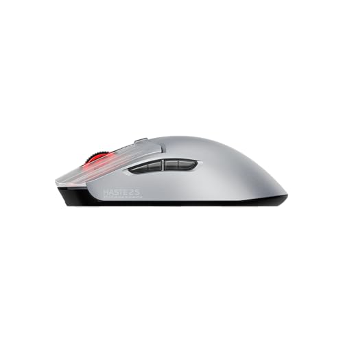 HyperX Pulsefire Haste 2 S Kabellose Gaming-Maus, Magnesiumgehäuse, Ultra-leicht, 64 g, Akku 120 h, Glass Skates, 26 K Sensor, Silber Bild 3