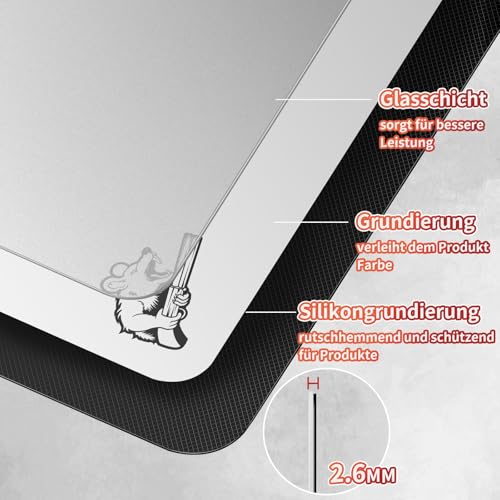 SIROOLAC 2.0 Gaming-Mauspad aus gehärtetem Glas,Für FPS-Spiele,Volldeckende Grundierung,Ätzverfahren,1,6 mm dünne Glasschicht,Neues Schießerlebnis(Weiß,300mm*350mm) Bild 5