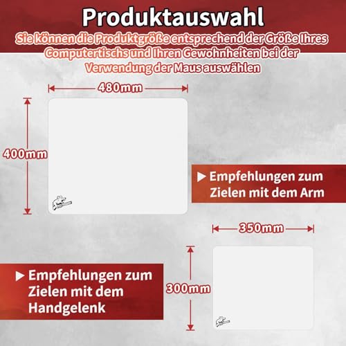 SIROOLAC 2.0 Gaming-Mauspad aus gehärtetem Glas,Für FPS-Spiele,Volldeckende Grundierung,Ätzverfahren,1,6 mm dünne Glasschicht,Neues Schießerlebnis(Weiß,300mm*350mm) Bild 6