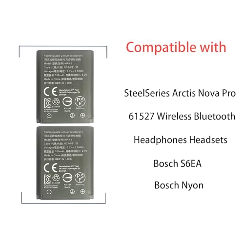 (Neue Upgrades) Aousavo NP-45 (2PCS) ersatz akku NP-45 Kompatibel mit SteelSeries Arctis Nova Pro 61527 Wireless Multi-System Bluetooth Gaming Headset 82-2-7136898 Spare Accu Pack 700mAh NP-45 Bild 5