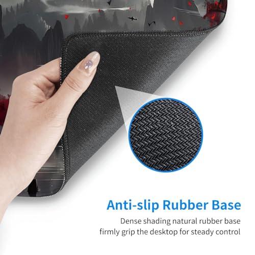 Großes Gaming-Mauspad XXL – 900 x 400 mm – Gamer Mouse Pad mit Nähten an den Kanten – unter Hand für Büro – Zubehör für Büro, rutschfeste Gummiunterseite, Oberfläche (Nacht-See) Bild 5