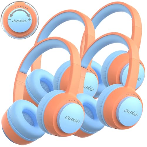 auvisio Kopfhörer für Jungen: 4er-Set Bluetooth Kinderkopfhörer, XXL-Lautstärkebegrenzung, BT 5.3 (Reise Kopfhörer, Wireless Over Ear, TV) Bild 2